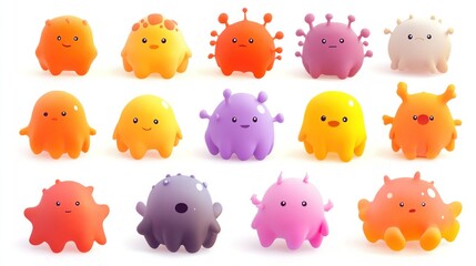 Cute cartoon virus characters.