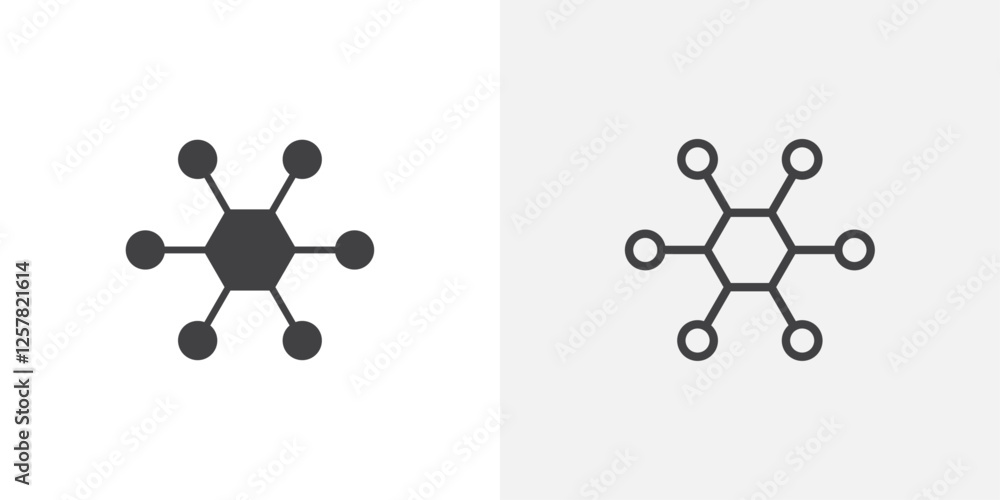 Poster chart connected icons vectors illustrations in black fill and liner versions