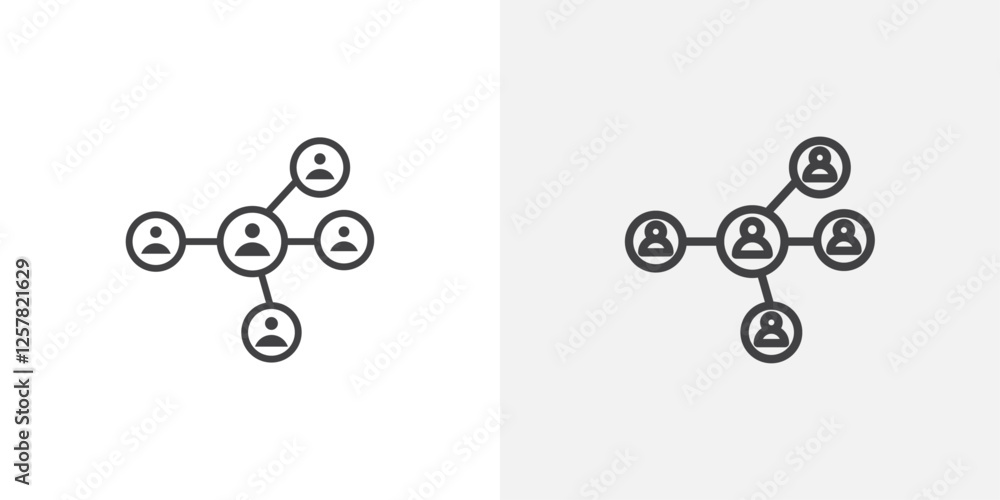 Poster Chart network icons vectors illustrations in black fill and liner versions