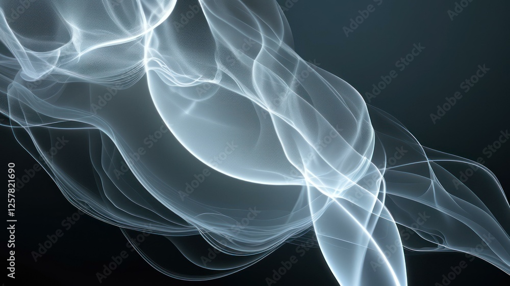 Poster abstract image depicting ethereal light and smoke like forms, creating a calming and serene atmosphe