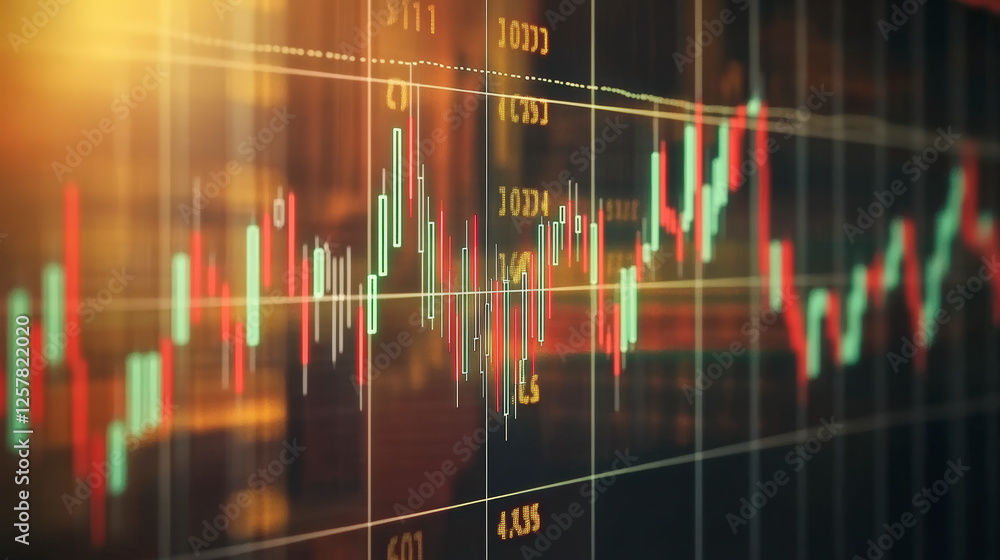 Poster dynamic stock market analysis graph displaying fluctuating financial trends and data insights for st