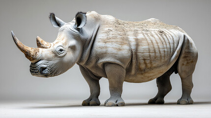 Fototapeta premium a rhino standing on a white surface