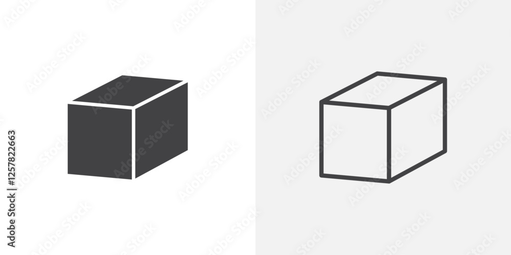 Poster cube icons vectors illustrations in black fill and liner versions