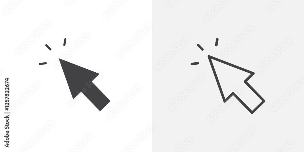 Poster Cursor icons vectors illustrations in black fill and liner versions