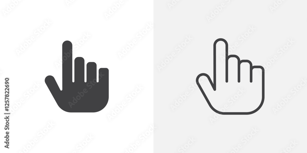 Poster cursor icons vectors illustrations in black fill and liner versions