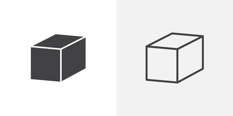 Cube icons vectors illustrations in black fill and liner versions