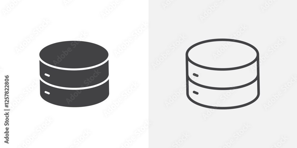 Poster Database icons vectors illustrations in black fill and liner versions