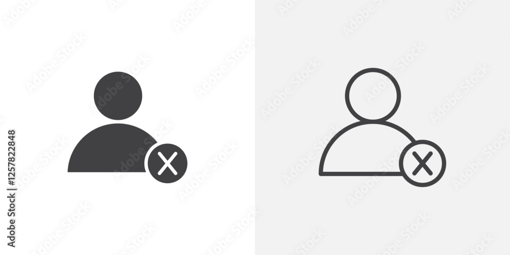 Poster Delete user icons vectors illustrations in black fill and liner versions