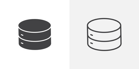 Database icons vectors illustrations in black fill and liner versions