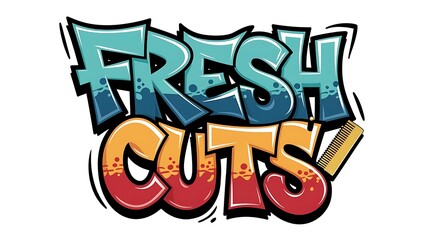 Fresh Cuts Barber Shop Stylish Graffiti Design