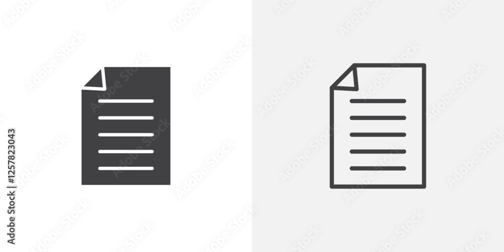 Poster document icons vectors illustrations in black fill and liner versions