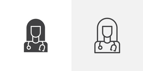 Doctor icons vectors illustrations in black fill and liner versions