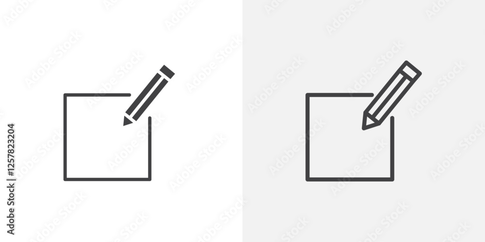 Poster edit icons vectors illustrations in black fill and liner versions