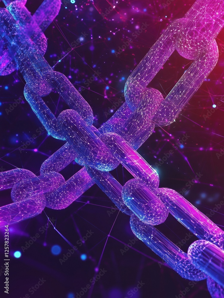 Poster blockchain technology futuristic hud ultraviolet background with world globe and blockchain polygon 