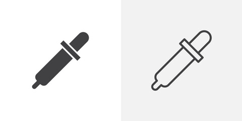 Eye dropper icons vectors illustrations in black fill and liner versions
