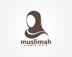 creative hijab style logo image of a woman wearing a hijab logo design template