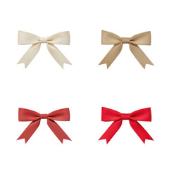 Collection of decorative bows in various colors on a transparent background.