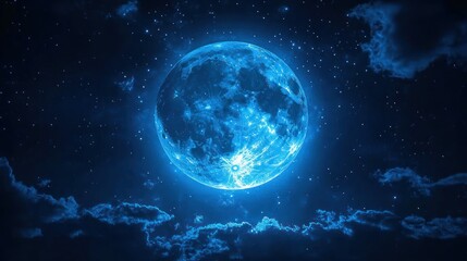 Blue Moon Night Sky Cloudscape Fantasy