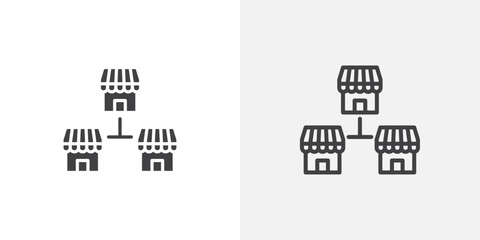 Franchise icons vectors illustrations in black fill and liner versions