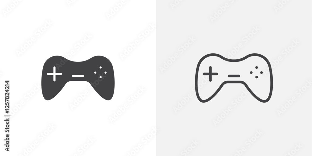 Poster gamepad icons vectors illustrations in black fill and liner versions
