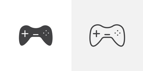 Gamepad icons vectors illustrations in black fill and liner versions © Craft Studio