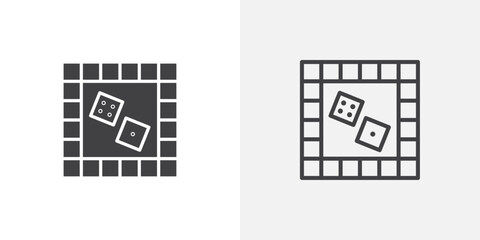 Game board icons vectors illustrations in black fill and liner versions