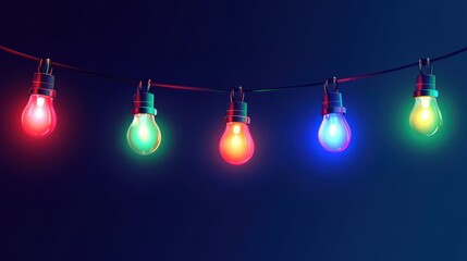 New Year celebration vector illustration, colorful lights elements - editable eps10.