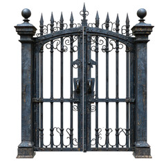 metal prison gate isolated on transparent background