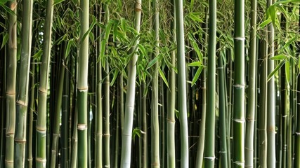 Obraz premium Lush bamboo grove showcasing tall green stalks, creating serene atmosphere ideal for relaxation and mindfulness