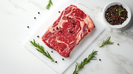 Fototapeta premium Raw ribeye steak on a white isolated background.