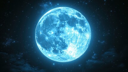 Blue Moon Night Sky Space Fantasy Artwork