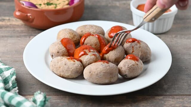 Papas arrugadas con mojo. Canary Islands potatoes.