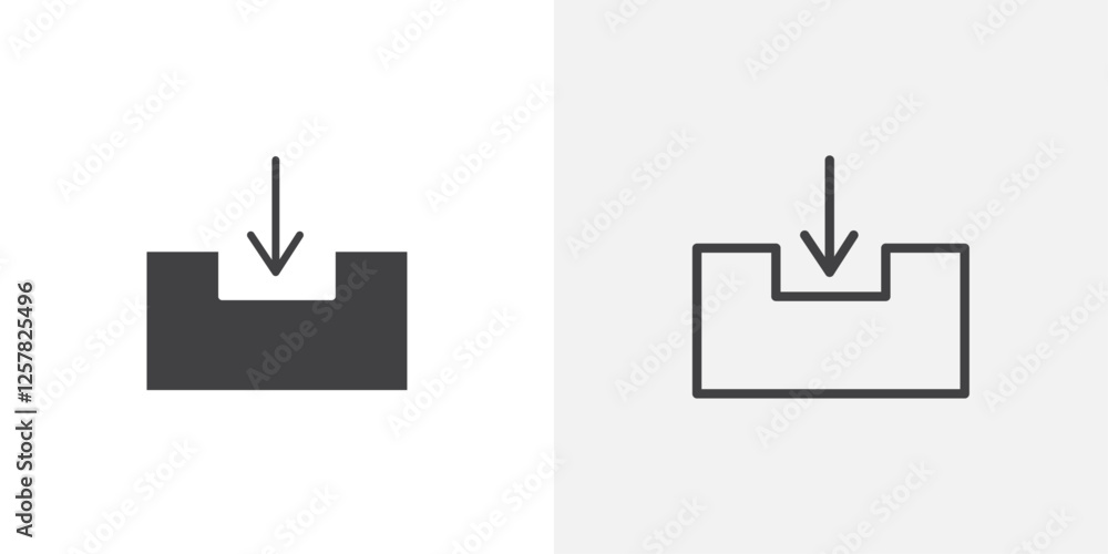 Poster Inbox icons vectors illustrations in black fill and liner versions