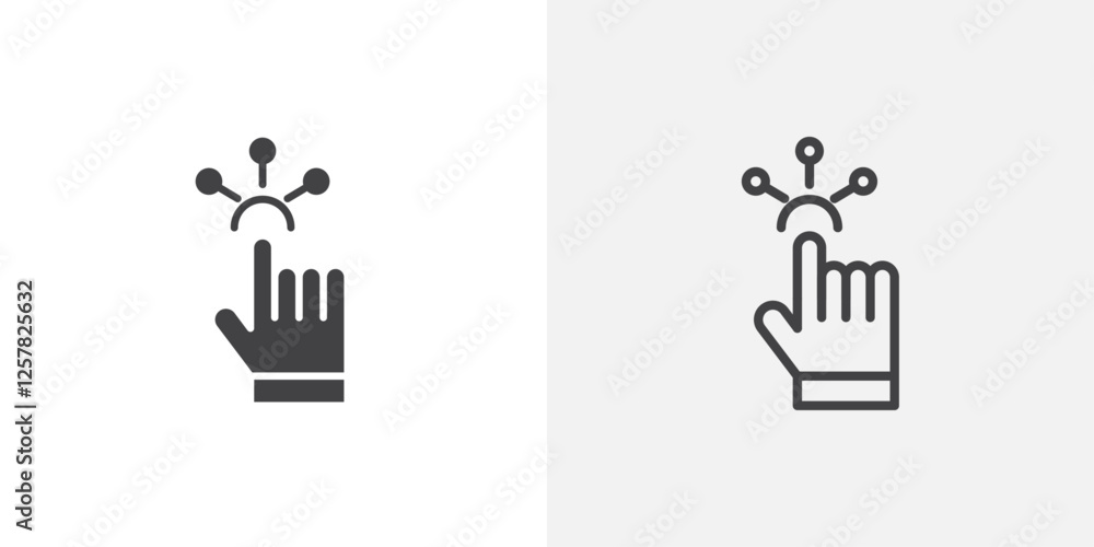 Poster interactive icons vectors illustrations in black fill and liner versions
