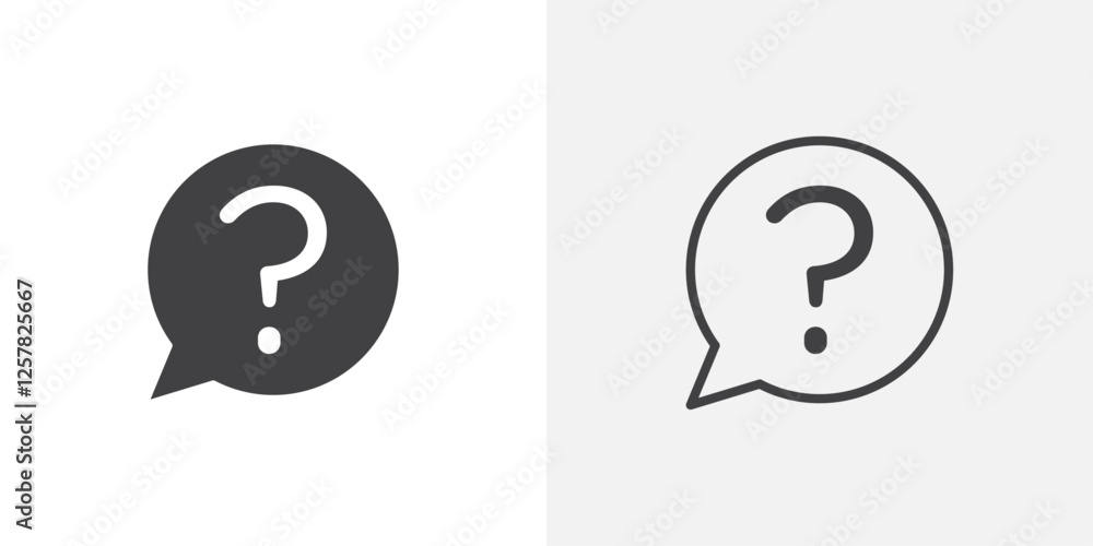Poster interrogation icons vectors illustrations in black fill and liner versions