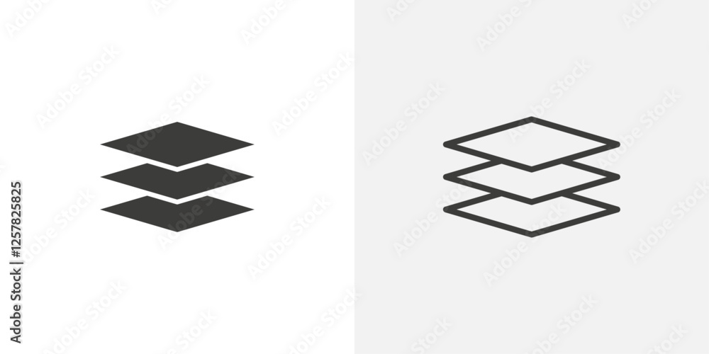 Poster layers icons vectors illustrations in black fill and liner versions