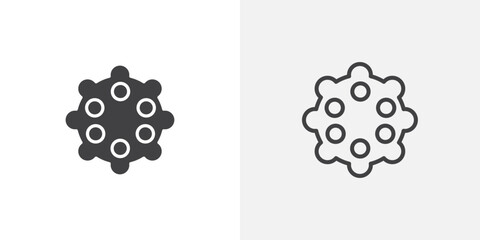 Massage ball icons vectors illustrations in black fill and liner versions