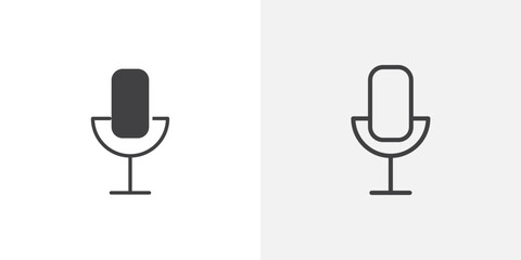 Microphone icons vectors illustrations in black fill and liner versions