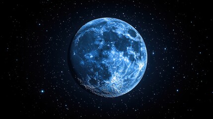 Obraz premium Blue Moon, Space, Stars, Night, Celestial, Background, Artwork, Science Fiction, Poster, Design