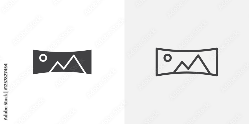 Poster Panoramic icons vectors illustrations in black fill and liner versions