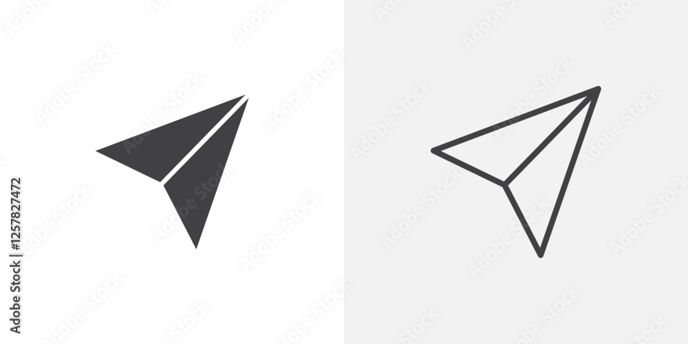 Poster paper plane icons vectors illustrations in black fill and liner versions