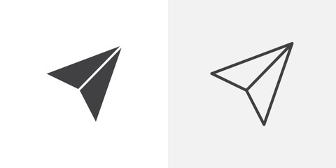 Paper plane icons vectors illustrations in black fill and liner versions