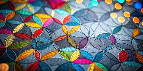 Naklejka premium Abstract gray circles, a wave pattern carpet design.