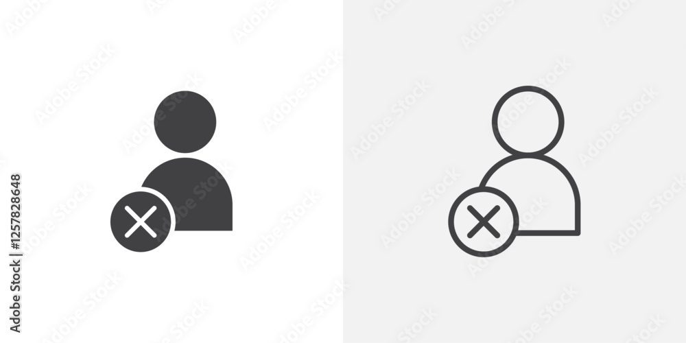 Poster remove user icons vectors illustrations in black fill and liner versions