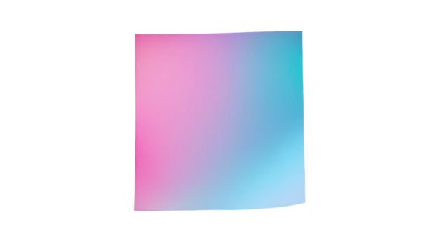 Vibrant Gradient Sticky notes with Pastel Colors. A simple, yet eye-catching image of a sticky notes with a smooth, pastel color gradient from pink to light blue transparent background, PNG.