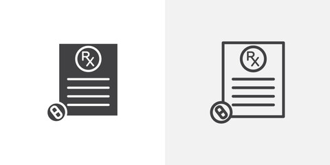 RX icons vectors illustrations in black fill and liner versions