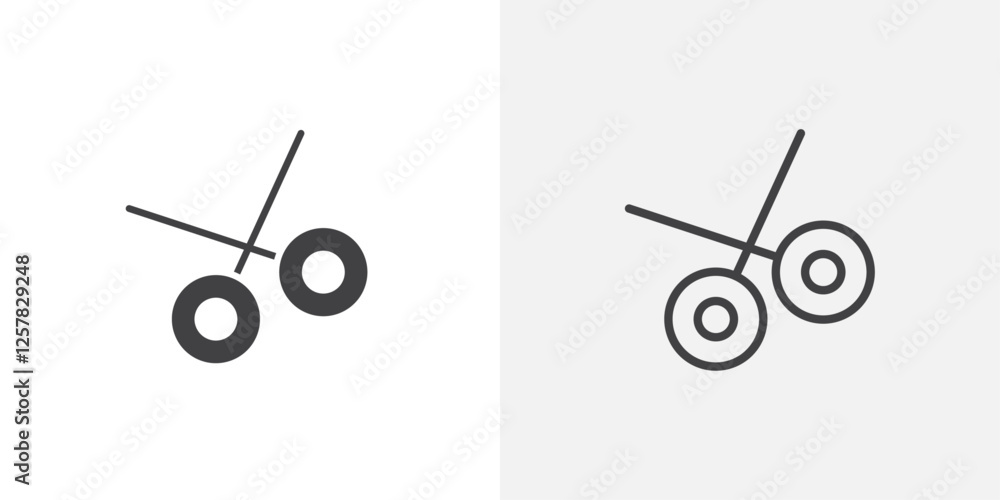 Poster scissors icons vectors illustrations in black fill and liner versions