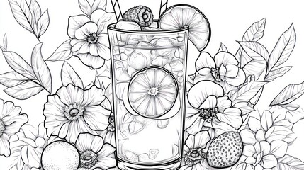 Floral Summer Cocktail Drink Illustration