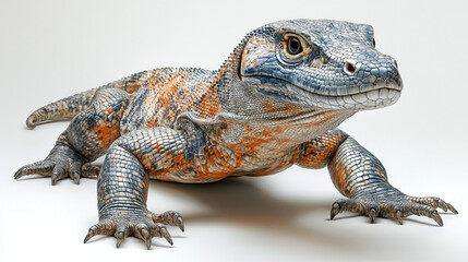 Obraz premium a lizard with orange and blue stripes
