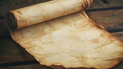 Antique Scroll on Wooden Table